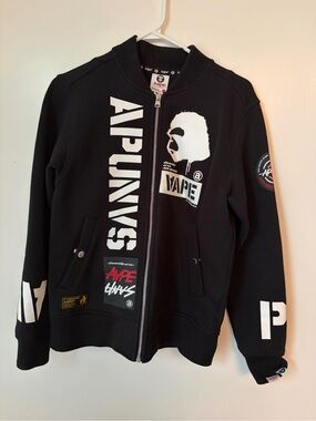AAPE by A Bathing Ape Black Zip-Up jacket with White Graphics